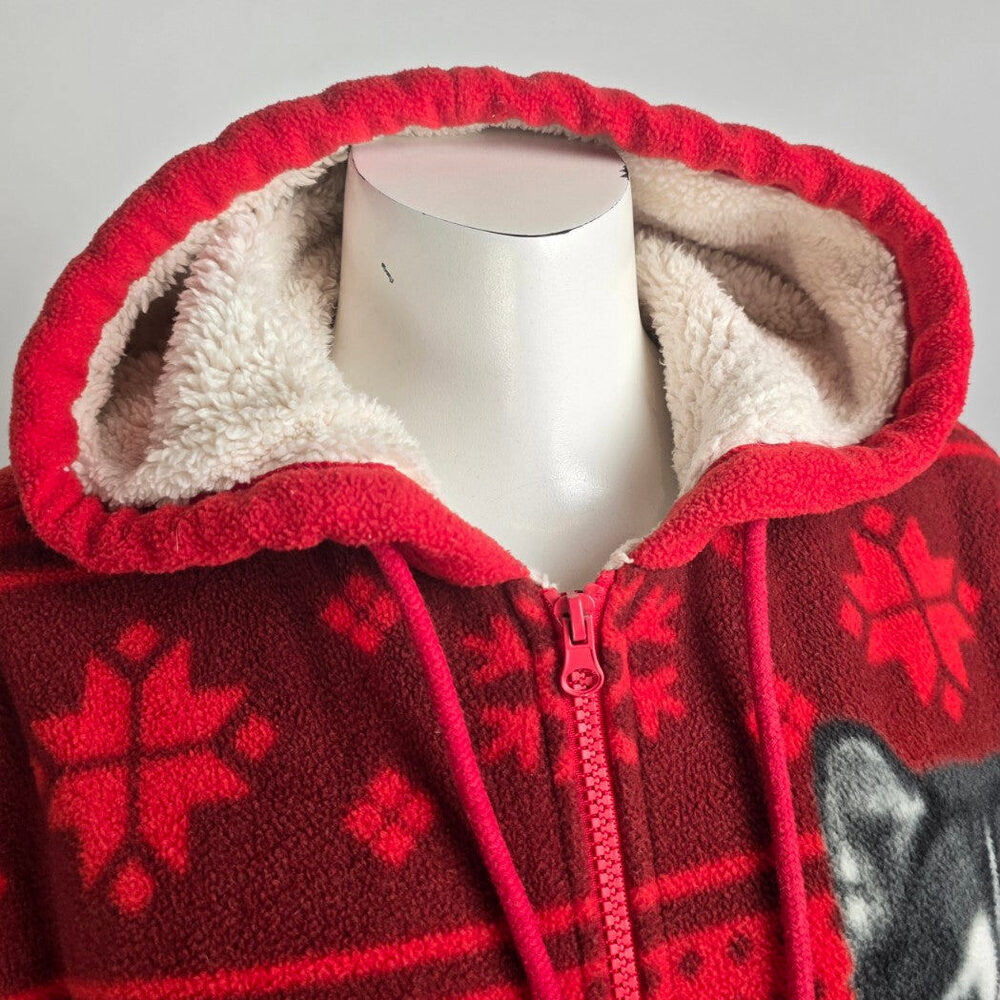 Classic Editions Wolf Family Graphic Red Zip Up Jacket Size M - Picture 2 of 9